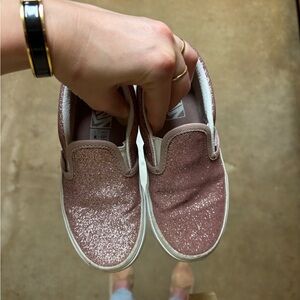 Vans slip on glitter sneakers pink rose gold glitter kids size 12